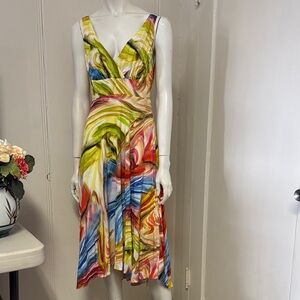 Jams World Sleeveless Dress EROS BOHO Colorful Hi-Low Empire Waist Sz M